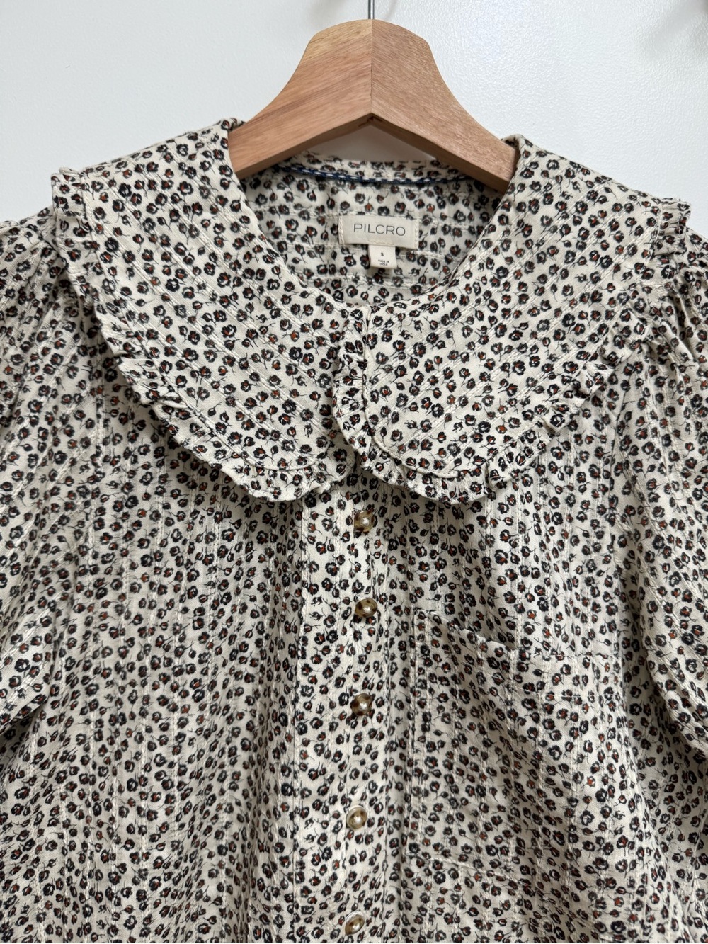 Pilcro Anthropologie Keira Collared Button Front Blouse Top Women Small Floral - Picture 3 of 13